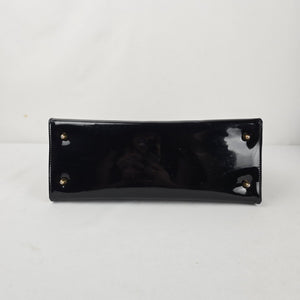 Vintage Mastercraft Black Patent Leather Handbag with Chain Strap — Made in Canada