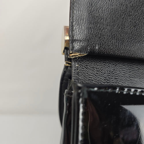 Vintage Mastercraft Black Patent Leather Handbag with Chain Strap — Made in Canada