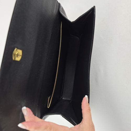 Vintage Mastercraft Black Patent Leather Handbag with Chain Strap — Made in Canada