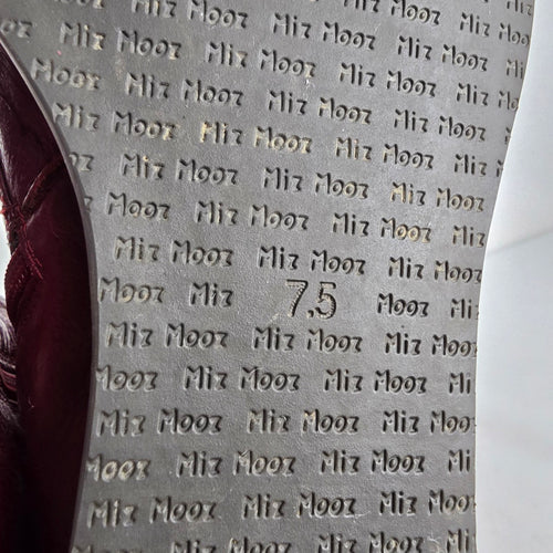 Miz Mooz Bloom Burgundy Leather Knee High Boots Button Detail Size 7.5 Wide Calf