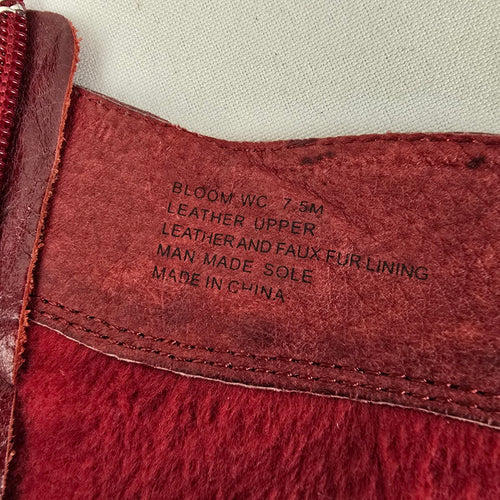 Miz Mooz Bloom Burgundy Leather Knee High Boots Button Detail Size 7.5 Wide Calf