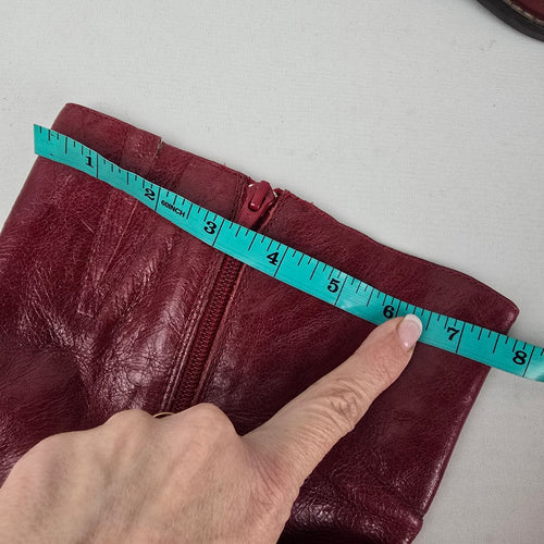 Miz Mooz Bloom Burgundy Leather Knee High Boots Button Detail Size 7.5 Wide Calf