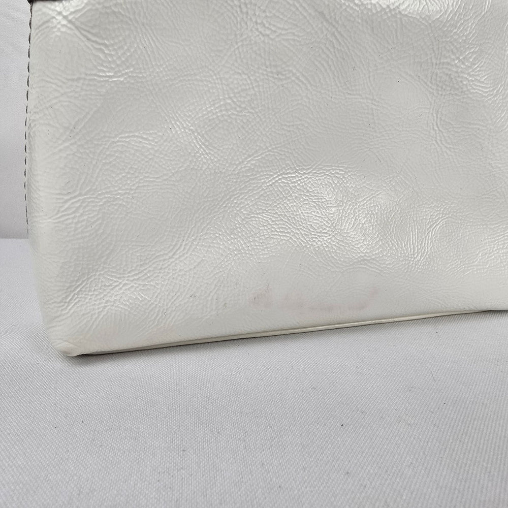 Coach White Leather Wristlet Clutch Bag Turn Lock Closure