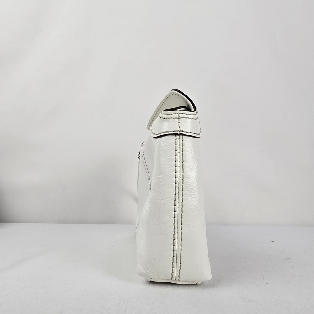 Coach White Leather Wristlet Clutch Bag Turn Lock Closure