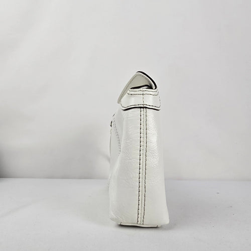 Coach White Leather Wristlet Clutch Bag Turn Lock Closure