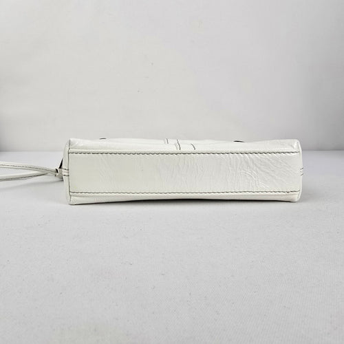 Coach White Leather Wristlet Clutch Bag Turn Lock Closure