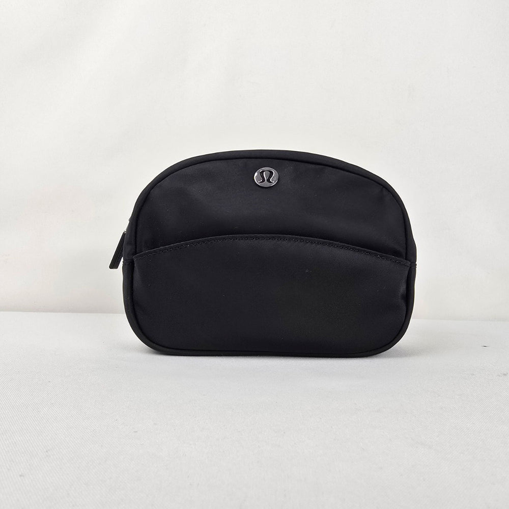 Lululemon City Essentials Black Zip Travel Cosmetic Makeup Pouch Bag