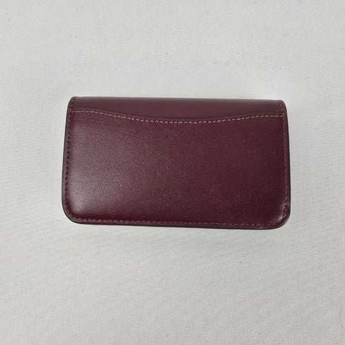 Coach Essential Slim Card Case Wallet Burgundy Leather Snap Closure