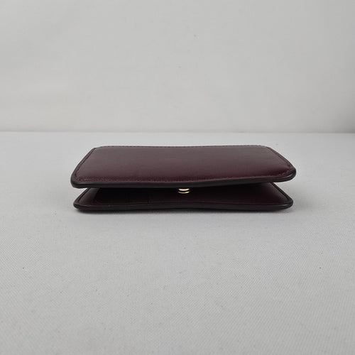 Coach Essential Slim Card Case Wallet Burgundy Leather Snap Closure