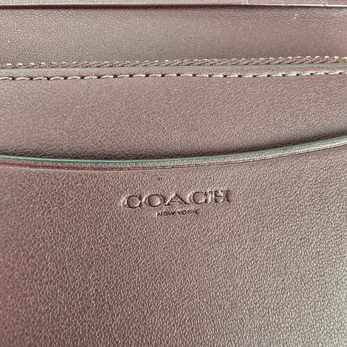 Coach Essential Slim Card Case Wallet Burgundy Leather Snap Closure
