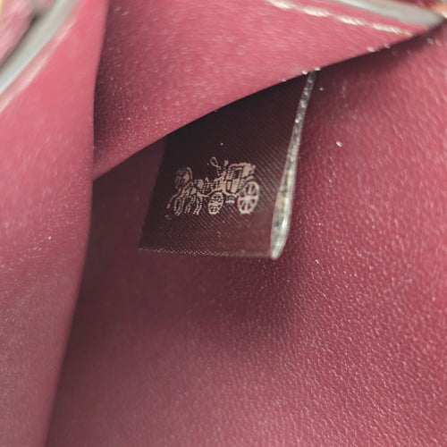 Coach Essential Slim Card Case Wallet Burgundy Leather Snap Closure