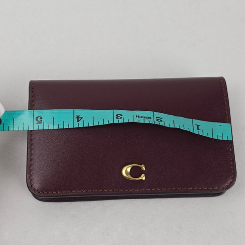 Coach Essential Slim Card Case Wallet Burgundy Leather Snap Closure