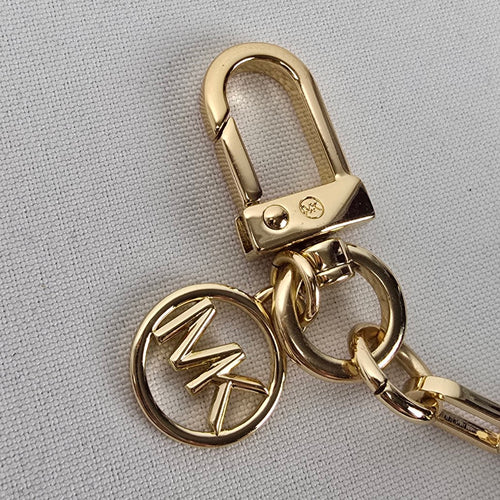 Michael Kors Black Leather AirPods Case Keychain Gold Tone Hardware
