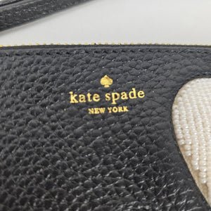 Kate Spade New York Beaded Hearts Leather Wristlet Pouch Black