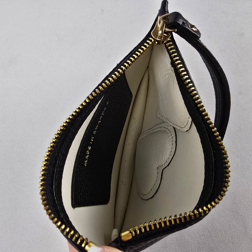 Kate Spade New York Beaded Hearts Leather Wristlet Pouch Black