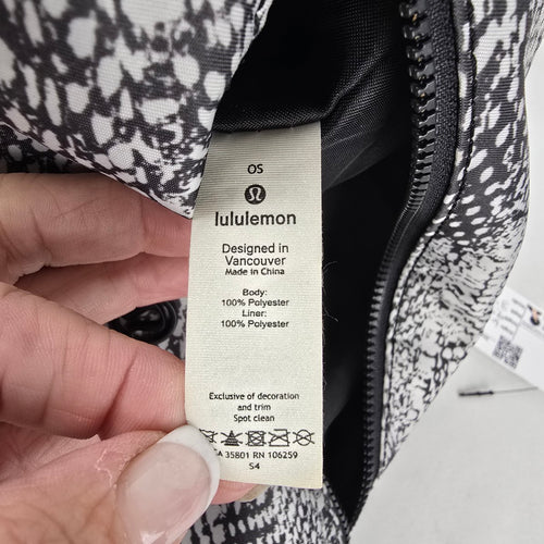 Lululemon All Your Small Things Pouch Black White Snakeskin Print Cosmetic Travel Bag
