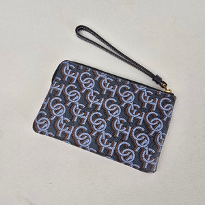 Coach Corner Zip Wristlet – Monogram Print, Navy/Brown