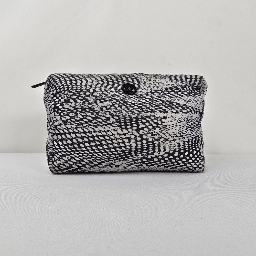 Lululemon All Yours Small Zip Pouch Snake Print Cosmetic Makeup Bag Black White
