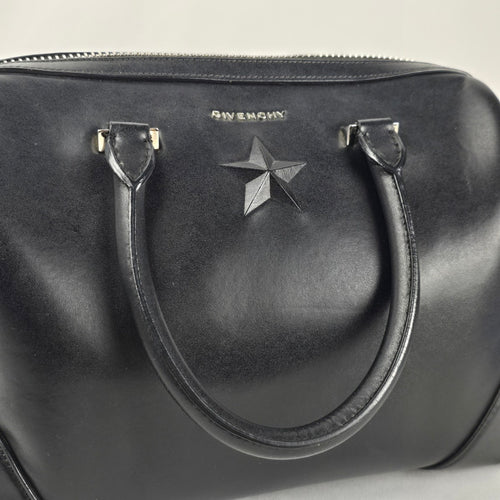 Authentic Givenchy Black Leather Star Duffle Satchel