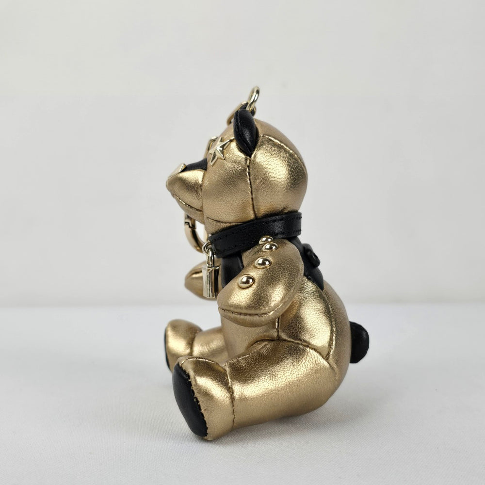 Michael Kors Gold Leather Teddy Bear Purse Charm