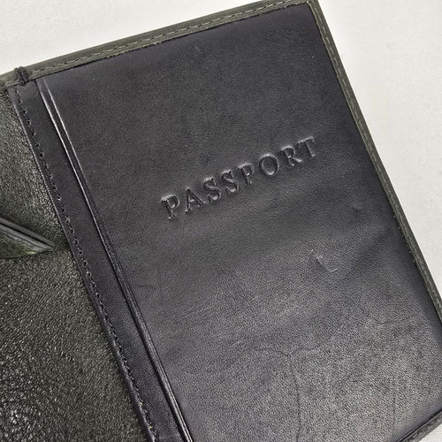 Fossil Black Leather RFID Passport Holder Travel Wallet