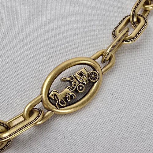 Coach Horse & Carriage Tea Rose Chain Strap Antique Brass Bag Strap