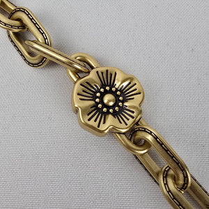 Coach Horse & Carriage Tea Rose Chain Strap Antique Brass Bag Strap