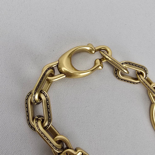 Coach Horse & Carriage Tea Rose Chain Strap Antique Brass Bag Strap