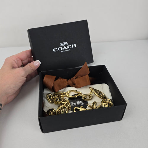 Coach Horse & Carriage Tea Rose Chain Strap Antique Brass Bag Strap