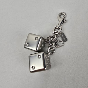 Coach 3D Metal Dice Cluster Bag Charm Keychain Silver