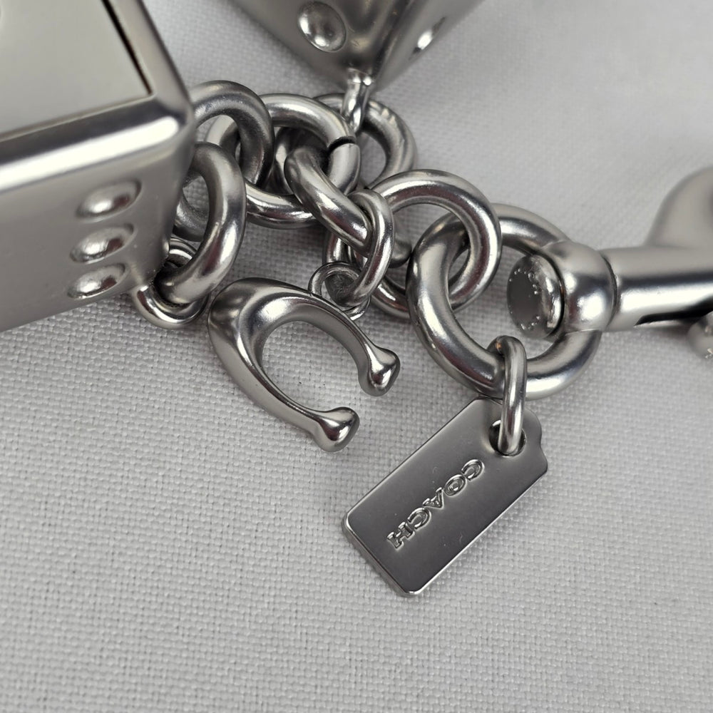 Coach 3D Metal Dice Cluster Bag Charm Keychain Silver