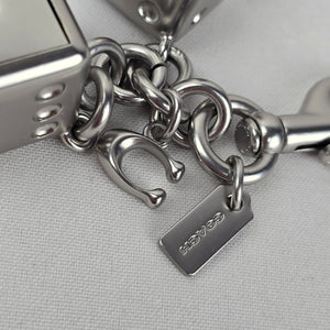 Coach 3D Metal Dice Cluster Bag Charm Keychain Silver