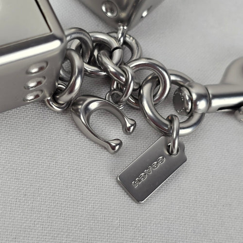 Coach 3D Metal Dice Cluster Bag Charm Keychain Silver