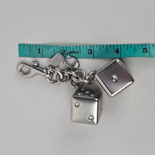 Coach 3D Metal Dice Cluster Bag Charm Keychain Silver