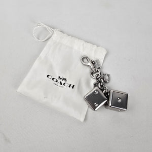 Coach 3D Metal Dice Cluster Bag Charm Keychain Silver