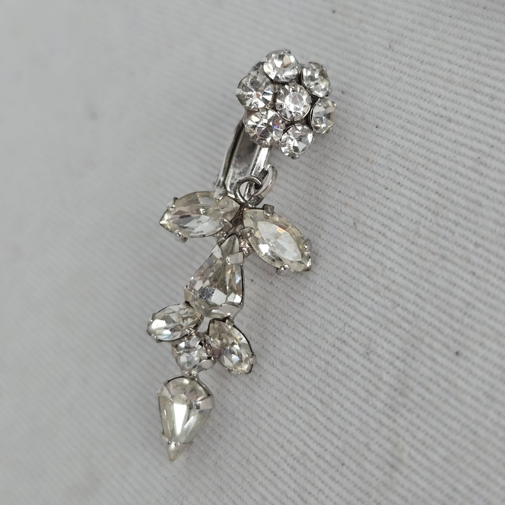 Vintage Signed Sherman Clear Rhinestone Drop Earrings