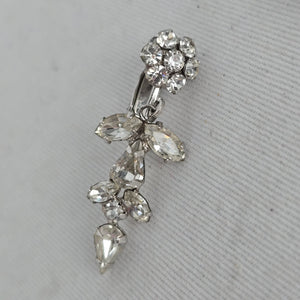 Vintage Signed Sherman Clear Rhinestone Drop Earrings