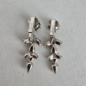 Vintage Signed Sherman Clear Rhinestone Drop Earrings