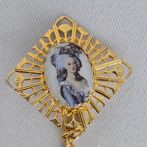 Vintage Gold Filigree Sweater Dress Clips with Portrait Cameos