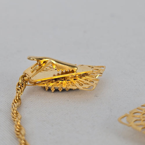 Vintage Gold Filigree Sweater Dress Clips with Portrait Cameos