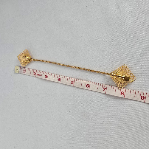Vintage Gold Filigree Sweater Dress Clips with Portrait Cameos