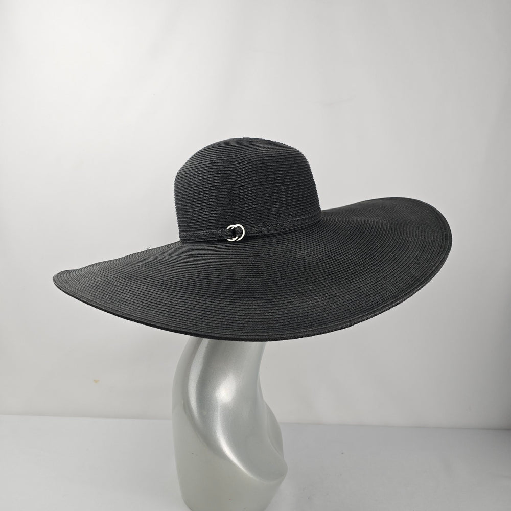 Vintage Newport Collection Black Wide Brim Floppy Sun Hat