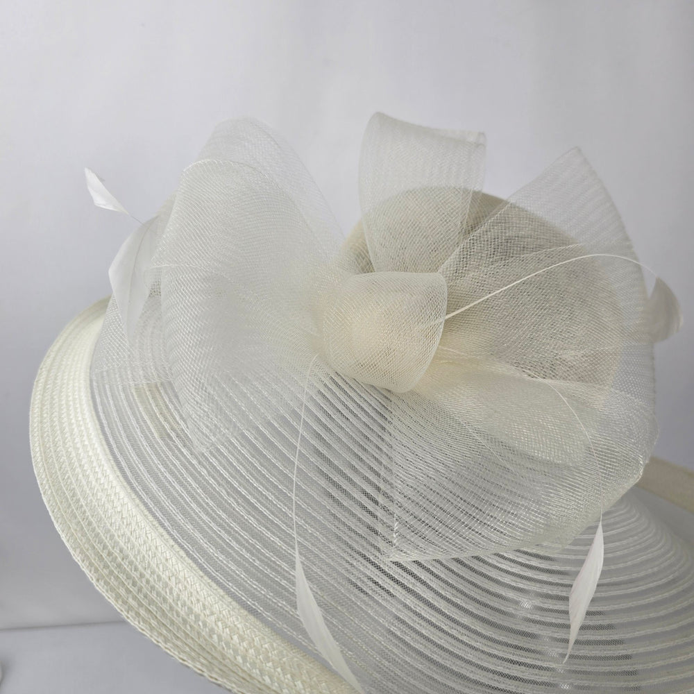 Vintage Scala Collection Ivory Wide Brim Sinamay Church Derby Wedding Hat