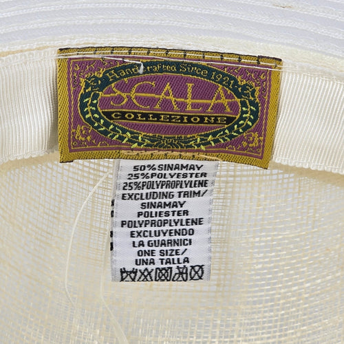 Vintage Scala Collection Ivory Wide Brim Sinamay Church Derby Wedding Hat