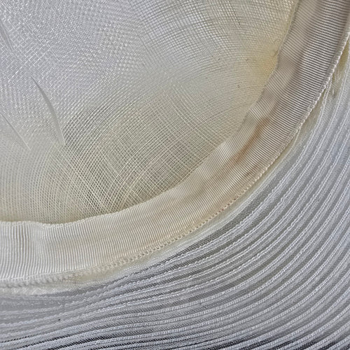 Vintage Scala Collection Ivory Wide Brim Sinamay Church Derby Wedding Hat