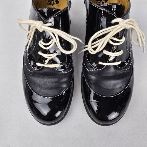 John Fluevog Enneagram Generous Black Patent Lace-Up Heels Size 11