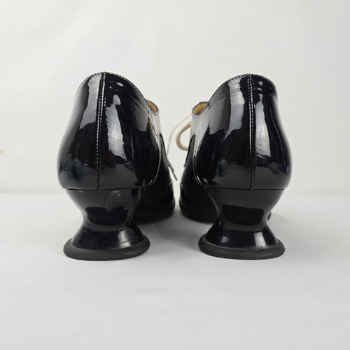John Fluevog Enneagram Generous Black Patent Lace-Up Heels Size 11
