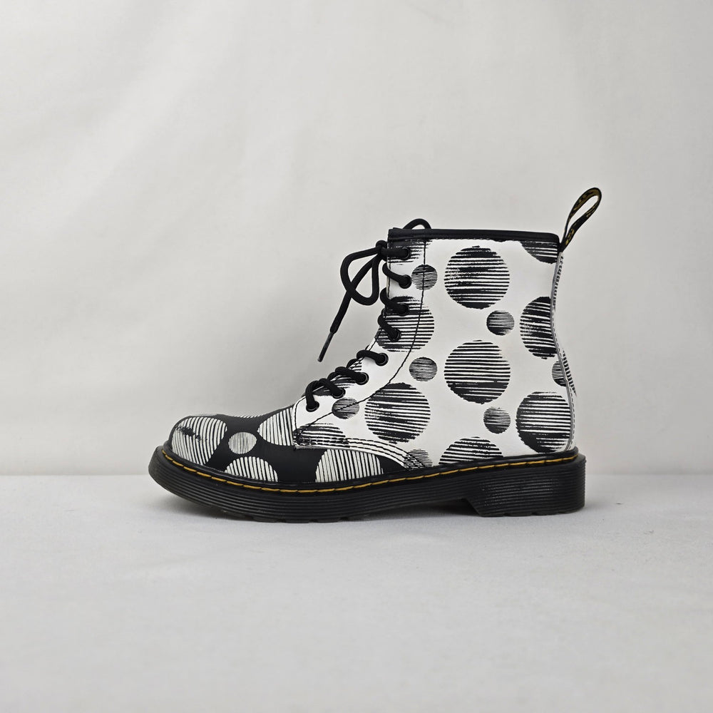 Dr. Martens 1460 J Black & White Polka Dot Lace-Up Boots Size 5