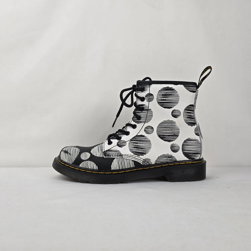 Dr. Martens 1460 J Black & White Polka Dot Lace-Up Boots Size 5