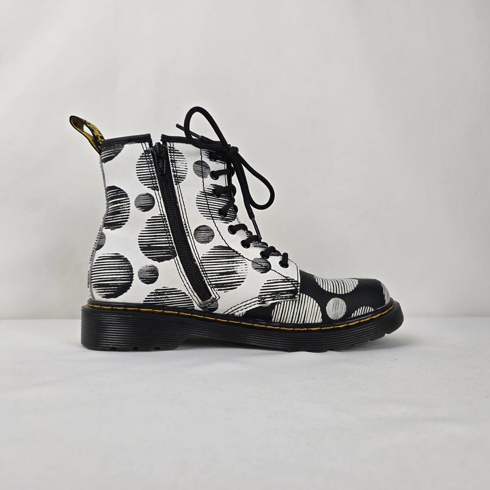Dr. Martens 1460 J Black & White Polka Dot Lace-Up Boots Size 5